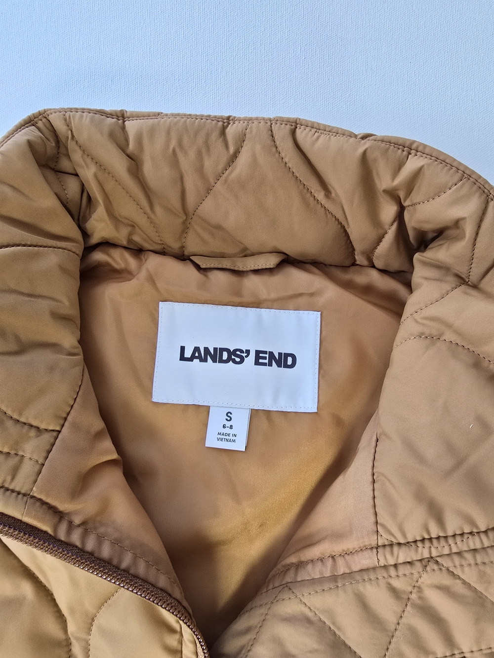 Lands' End Quilted Camel Brown Vest - Picture 2 of 6